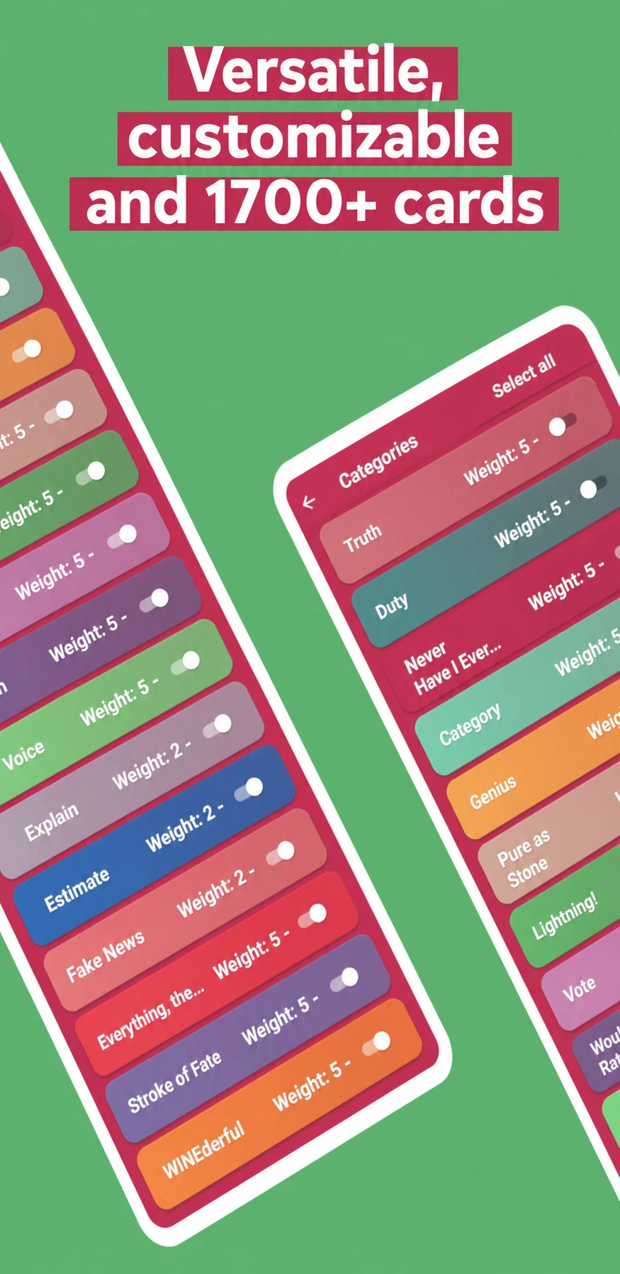 Screenshot from the Party Knights drinking game app