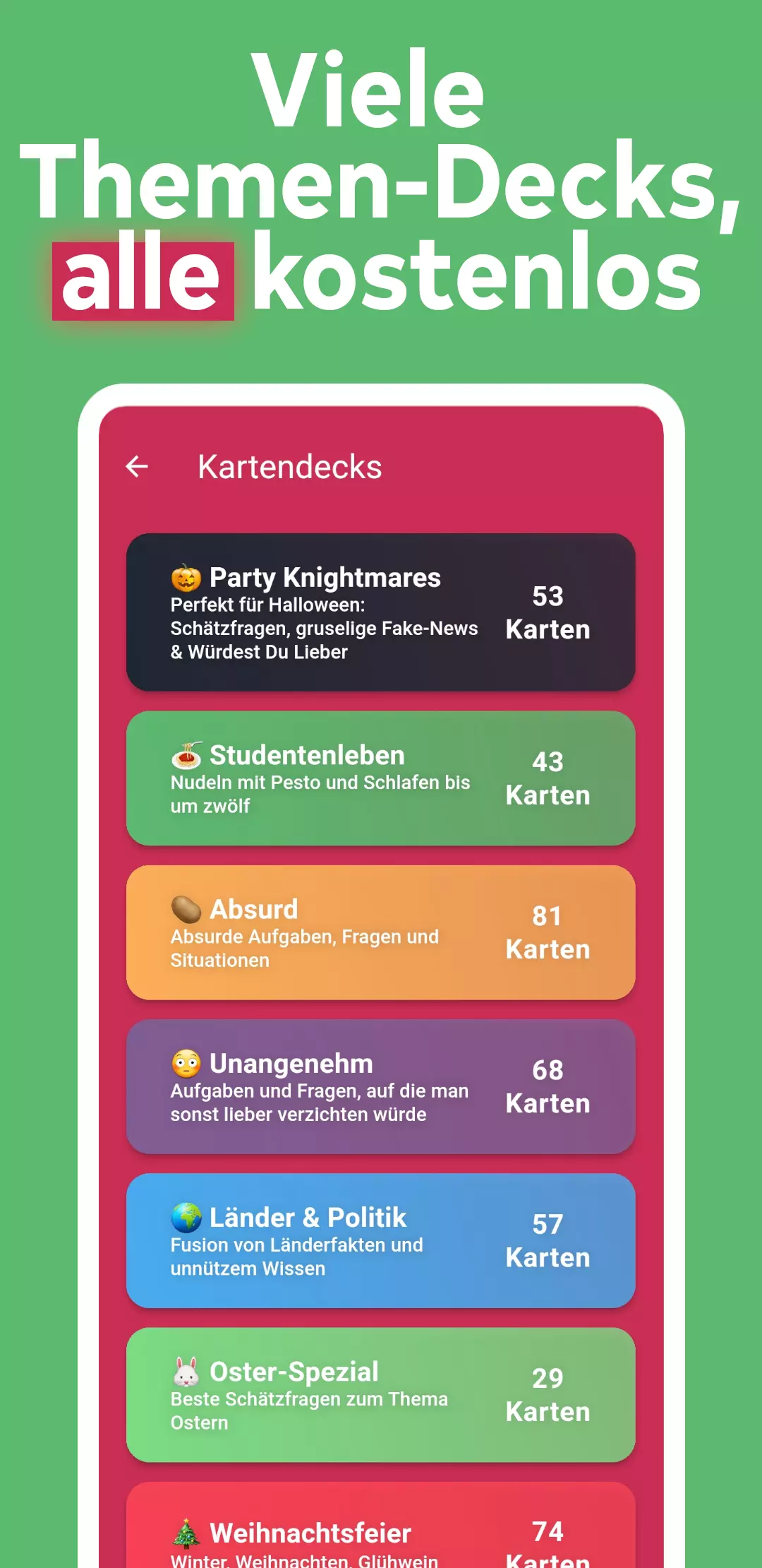Screenshot aus der Party Knights Trinkspiel-App